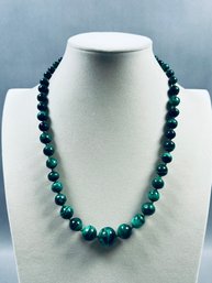 Vintage Graduated Malachite Stone Bead Necklace