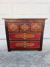 Red Asian Side Table