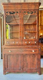 Antique Walnut Veneer Hutch