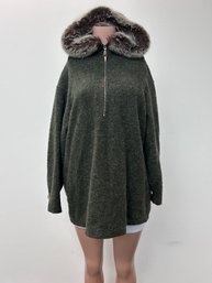Fjall 3/4 Zip Hooded Wool Blend Sweater - Sz M