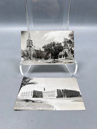 Vintage Black-and-white Postcard Of A Catholic Church & High School Hell Are We Gonna Do In Marysville, Kansas