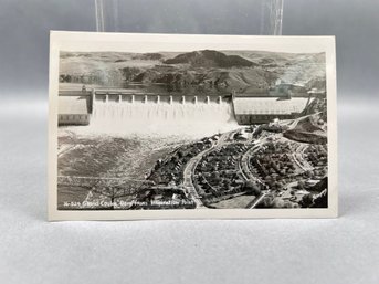 Vintage Black-and-white Postcard Of Grand Coulee Dam From Inspiration Point, Washington