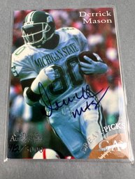 Autographed The Scoreboard Inc Dream Picks Derrick Mason Card.