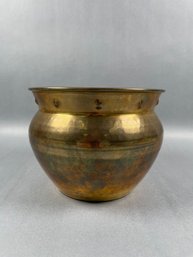 Brass Hammered Finish Planter - Monterey, CA