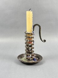 Bourgogne Bouillot 71220 Cast Iron Screw Candle Holder Made In France