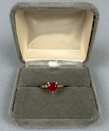 14k Yellow Gold & Heart Mixed Cut Natural Ruby Corundum 1.45  Ctw Ring