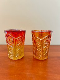 Pair Of EAPG Carnival Glass Tumblers