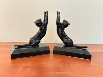 Vintage Sarsaparilla Black Cat Bookends - West New York, NJ 1986