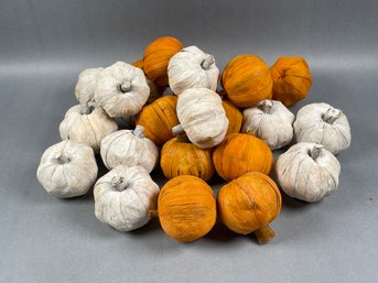 Lot Of Wood Wrapped And Painted Pumpkins