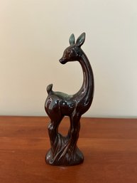 Vintage Brown With Blue Drip Glaze Deer Figurine - Japan