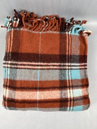 Vintage Paris Woolen Mills Plaid Car Blanket With Carry Case.