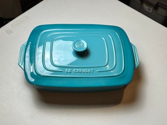 Le Creuset Caribbean Enameled Stoneware Rectangle  Casserole  Dish With Lid