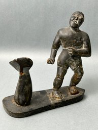Vintage Man And Whale Tail Sculpture