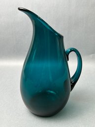 Aqua Blue Glass Pitcher