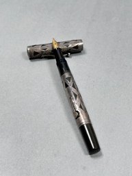 Waterman Ideal Fountain Pen Featuring A Sterling Silver Overlay With An Intricate Basketweave Pattern