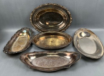 Lot Of Silver Plate Oval Serving Dishes.