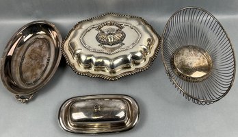Lot Of Silver Plate Dishes.