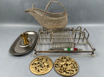 Lot Of Silver Plate Stainless And Brass Items.