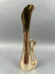 Goldtone Swan Vase.