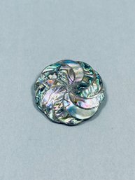 925 Silver Mexico A.R. Signed Brooch Featuring Iridescent Abalone Shell Inlay