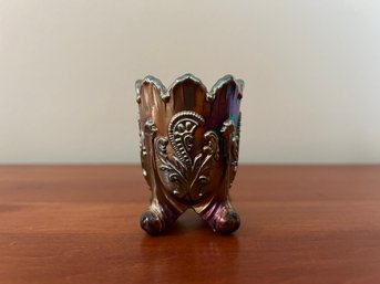 St. Clair Inverted Fan & Feather Carnival Glass Toothpick Holder