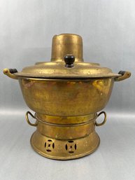 Vintage Brass Mongolian Fire Pot.