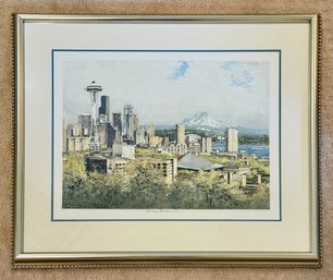 Original Etching Of Seattle Skyline By Robert Kasimir