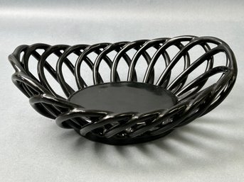 Vintage Black Woven Ceramic Decor Bowl