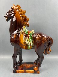 Vintage Tang Dynasty Style Porcelain Horse.