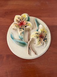Vintage Lily Chalk Ware Wall Medallion
