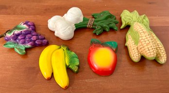 Vintage Fruit Chalk Ware Set Of 5