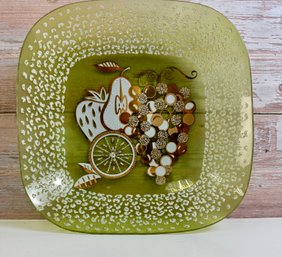 3-D Raised Design On Green Glass Bowl By Dan Baird *Local Pick Up Only*