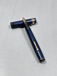 Wahl Eversharp Decoband Fountain Pen In A Blue Finish With Gold-filled Trim