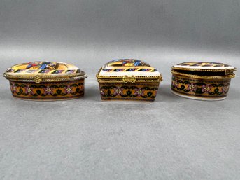 3 Chinese Porcelain Trinket Boxes.