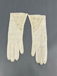 Vintage Leather White Gloves