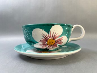 Made In Italy Large Ceramic Cup And Saucer.