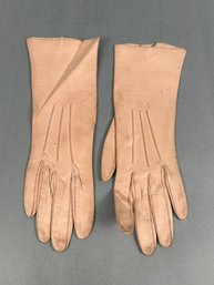 Vintage Light Pink Leather Gloves