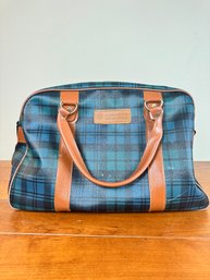 Japan Asia Airways Vinyl Plaid Carry On Bag