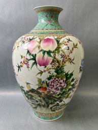 Vintage Extra Large Chinese Porcelain Vase With Pheasants.