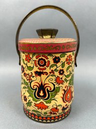 Vintage Murray Allen Regal Crown Confections Covered Tin With Handle.