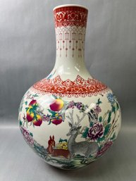 Vintage Extra Large Chinese Porcelain Vase With Stag.