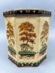 Vintage Peek Frean And Company London England Hinged 8 Sided Covered Container.