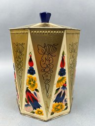 Vintage 6 MB Tin Covered Container From Great Britain.