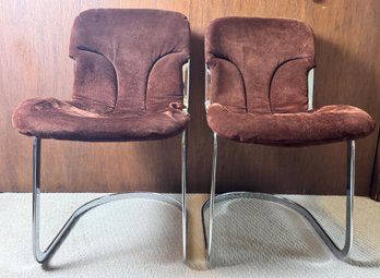 Pair Of Willy Rizzo For Cidue Italian Chrome Chairs