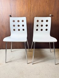Pair Of Contemporary Modern White Chairs
