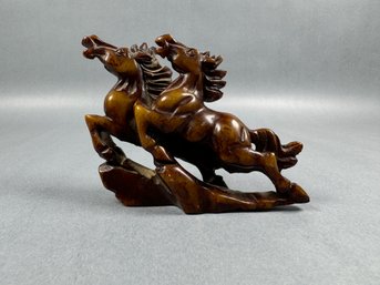 Brown Resin Decor Of 2 Horses In Motion