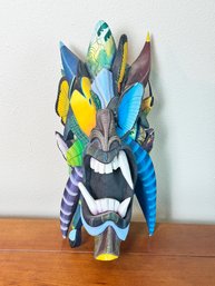 Carved & Painted Tribal Mask - Signed