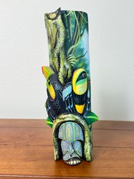 Carved & Painted Wood Wall Sculpture  - Signed