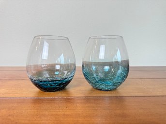 Blue Crackle Glass Brandy/Wine Glasses