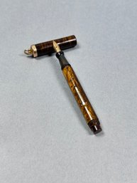 Vintage LeBoeuf Unbreakable Amber Marble Ring Top Fountain Pen